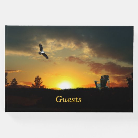 Geel Sunset Grassy Meadow Guest Book Gastenboek (Voorkant)