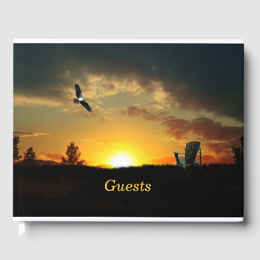 Geel Sunset Grassy Meadow Guest Book Gastenboek (Voorkant)