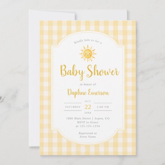 Geel Sunshine Baby Shower Kaart (Voorkant)