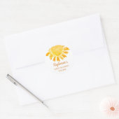 Geel Sunshine Baby shower Ronde Sticker (Envelop)