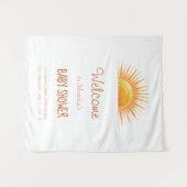 Geel Sunshine Retro Waterverf Baby Shower Wandkleed (Voorkant (horizontaal))