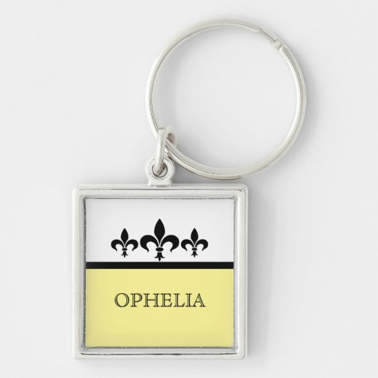 Geel Swanky Fleur De Lis Premium Sleutelhanger (Voorkant)