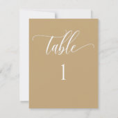 Geel Tan, Modern Minimalistisch Tafelnummer (Achterkant)