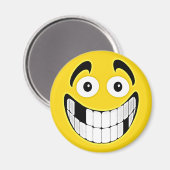 Geel tandloos grijns gezicht magneet (Voorkant / Achterkant)