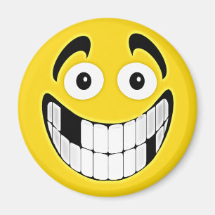 Geel tandloos grijns gezicht magneet
