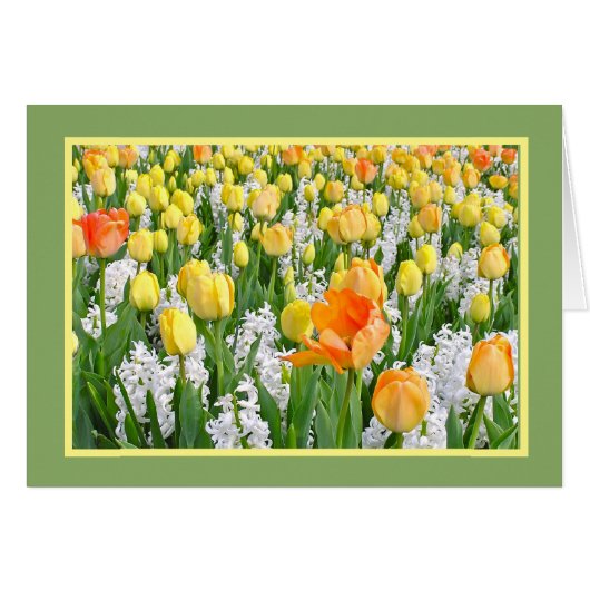 GEEL, TANGERINE TULIPS MET WITTE HYACINTHEN (Voorkant Horizontaal)