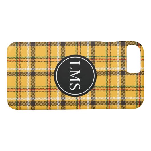 Geel Tartan Gepland Monogram Case-Mate iPhone Case (Achterkant (Horizontaal))