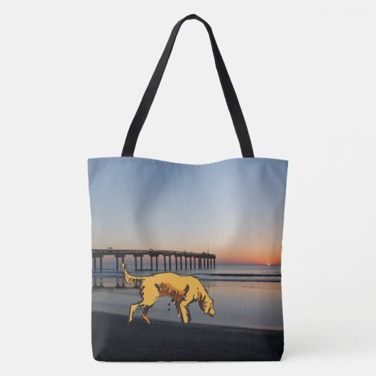 Geel Tas met Dog Gift Bag of herbruikbare kerrie (Achterkant)