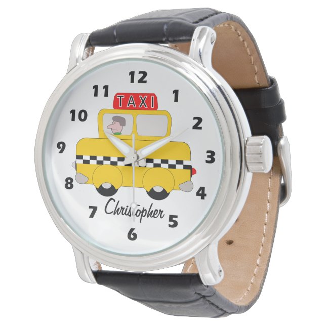 Geel Taxi Design Persoonlijk Horloge (Gekanteld)