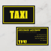 Geel TAXI geel lijst taxi chauffeur service cabby Visitekaartje (Voorkant / Achterkant)