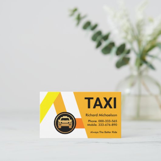 Geel Taxi Routes Ride Share Visitekaartje (Staand voorkant)