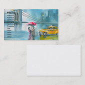 Geel taxikoppel regenachtig dag romantisch koppel visitekaartje (Voorkant / Achterkant)