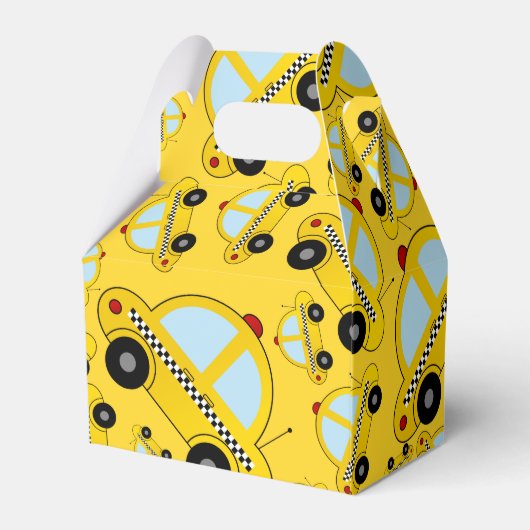 Geel taxipatroon bedankdoosjes (Achterkant)