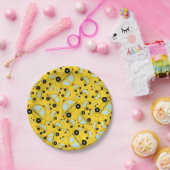 Geel taxipatroon papieren bordje (Feest)