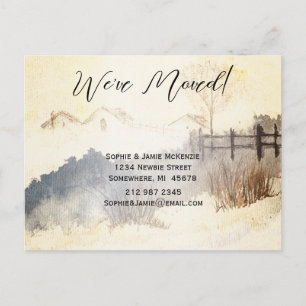 Geel Teal Landelijk Aquarel  We Zijn Verhuisd Aankondigingskaart