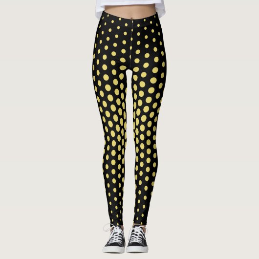 Geel Techno Stippenpatroon Leggings (Voorkant)