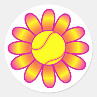geel tennis meisje ronde sticker