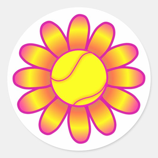 geel tennis meisje ronde sticker (Voorkant)