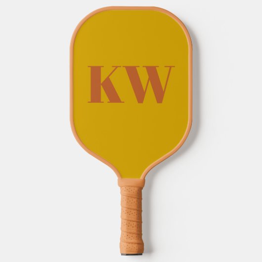 Geel terracotta monogram Initialen gepersonaliseer Pickleball Paddle (Voorkant)