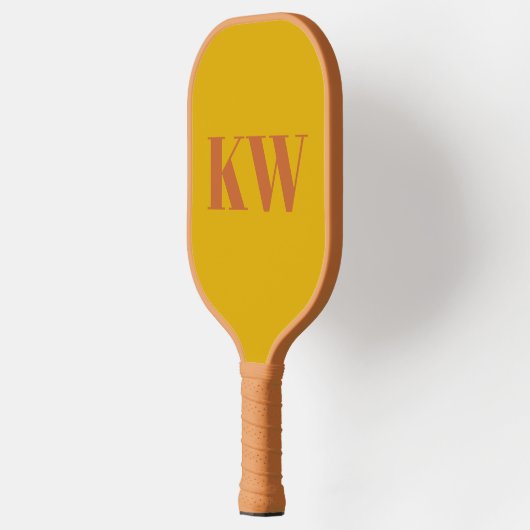Geel terracotta monogram Initialen gepersonaliseer Pickleball Paddle (Links)