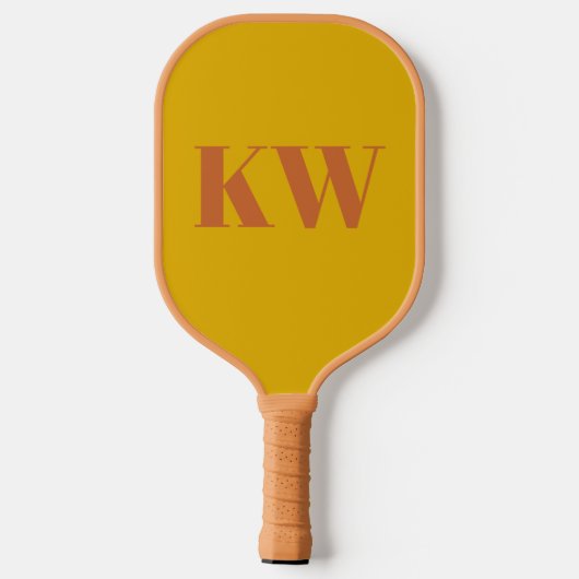 Geel terracotta monogram Initialen gepersonaliseer Pickleball Paddle (Achterkant)