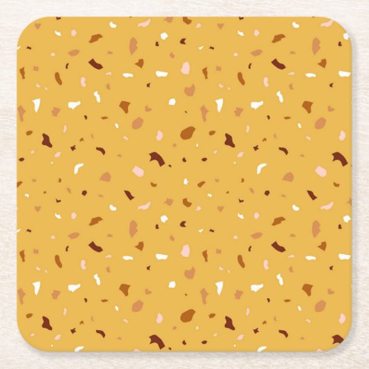 Geel Terrazzo Patroon Kartonnen Onderzetters (Voorkant)