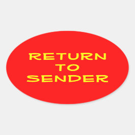 Geel Terug naar Afzender op Rood Ovale Sticker