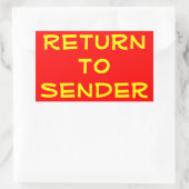 Geel Terug naar Afzender op Rood Rechthoekige Sticker (Tas)