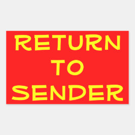 Geel Terug naar Afzender op Rood Rechthoekige Sticker