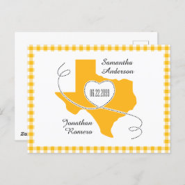 Geel Texas Curling Ribbon sparen de Datum Briefkaart