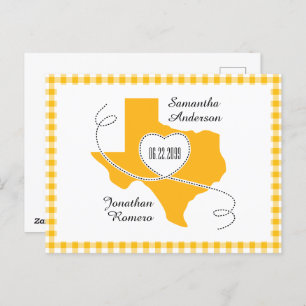 Geel Texas Curling Ribbon sparen de Datum Briefkaart