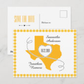 Geel Texas Curling Ribbon sparen de Datum Briefkaart (Voorkant / Achterkant)