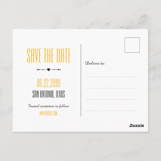 Geel Texas Curling Ribbon sparen de Datum Briefkaart (Achterkant)