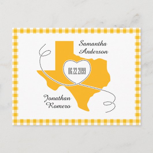 Geel Texas Curling Ribbon sparen de Datum Briefkaart (Voorkant)