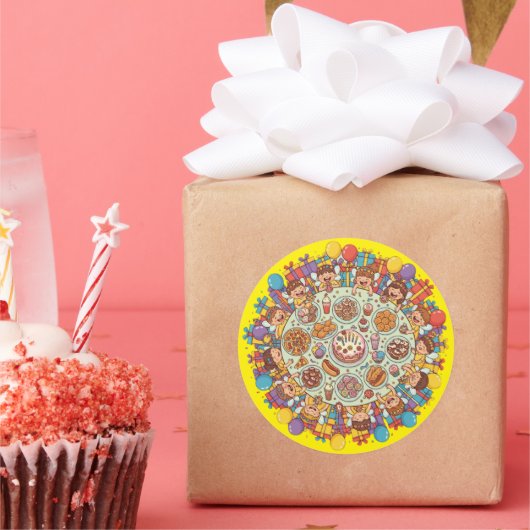 Geel thema Fairy Kostuumfeest voor kinderen Ronde Sticker (Feest)