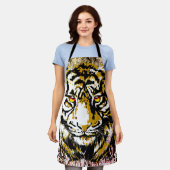 Geel tijgerSchort | Kleurrijk tijgergezicht Schort (Gedragen)