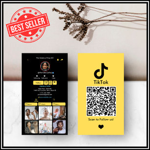 Geel TikTok Social Media QR Visitekaartje