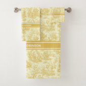 geel Toile de Jouy bedrukt Bad Handdoek (Insitu)