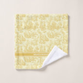 geel Toile de Jouy bedrukt Bad Handdoek (Wasdoekje)