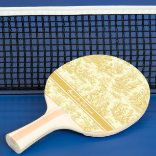 geel Toile de Jouy bedrukt Tafeltennisbatje