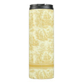  geel Toile de Jouy bedrukt Thermosbeker (Achterkant)