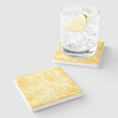  geel Toile de Jouy patroon Stenen Onderzetter (Zijkant)