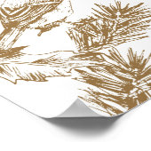 Geel toile kerst vogel en dennenposter poster (Hoek)