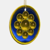 GEEL TOPAZ, BLUE SAPPHIRE GEMSTONE MON KERAMISCH ORNAMENT (Rechts)