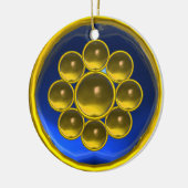 GEEL TOPAZ, BLUE SAPPHIRE GEMSTONE MON KERAMISCH ORNAMENT (Links)