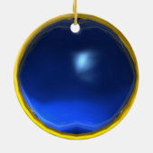 GEEL TOPAZ, BLUE SAPPHIRE GEMSTONE MON KERAMISCH ORNAMENT (Achterkant)