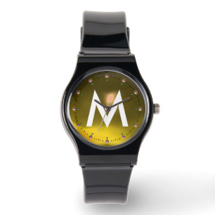 GEEL TOPAZ EDELSTEEN MONOGRAM HORLOGE