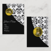GEEL TOPAZ ZWARTE DAMASKMONOGRAM goud Visitekaartje (Voorkant / Achterkant)