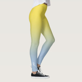 Geel tot licht Blauw Gradiënt Elegant Monogram Leggings