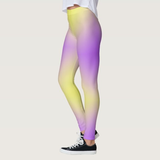 Geel tot Paarse diamantpatroonverloop Leggings (Links)